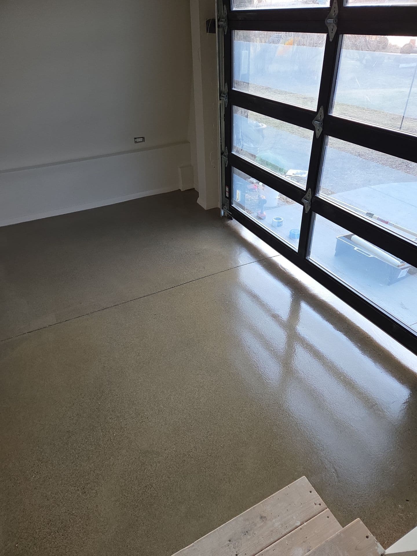 Newly-installed Grind and Seal concrete flooring.