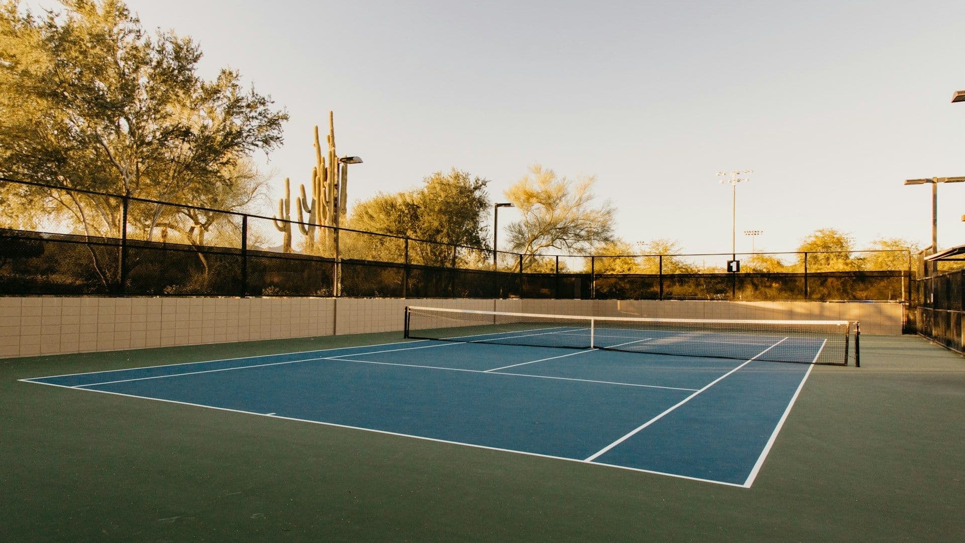 A newly-coated sport court.
